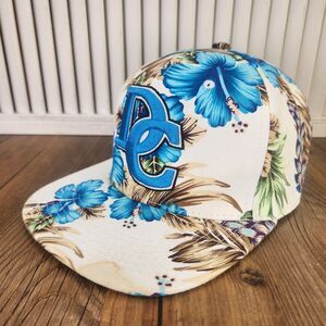 Washington D.C. Floral Blue Hibiscus Snapback Hat Cap Multi Tropical Embroidered